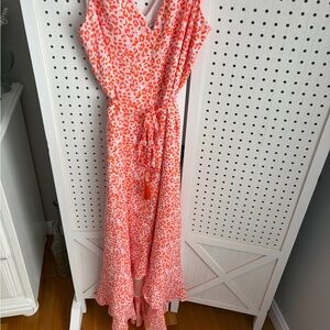 Tommy Bahama Vibrant Asymmetrical Dress in Coral, Pink and White